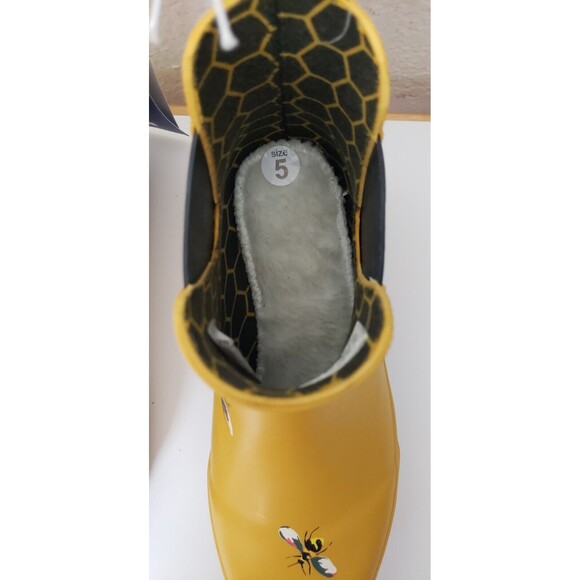 Joules Wellibob Ankle Rain Boots Yellow Bumble Bees US 5 EU 36 UK 3 Outdoor NWT - Picture 7 of 8